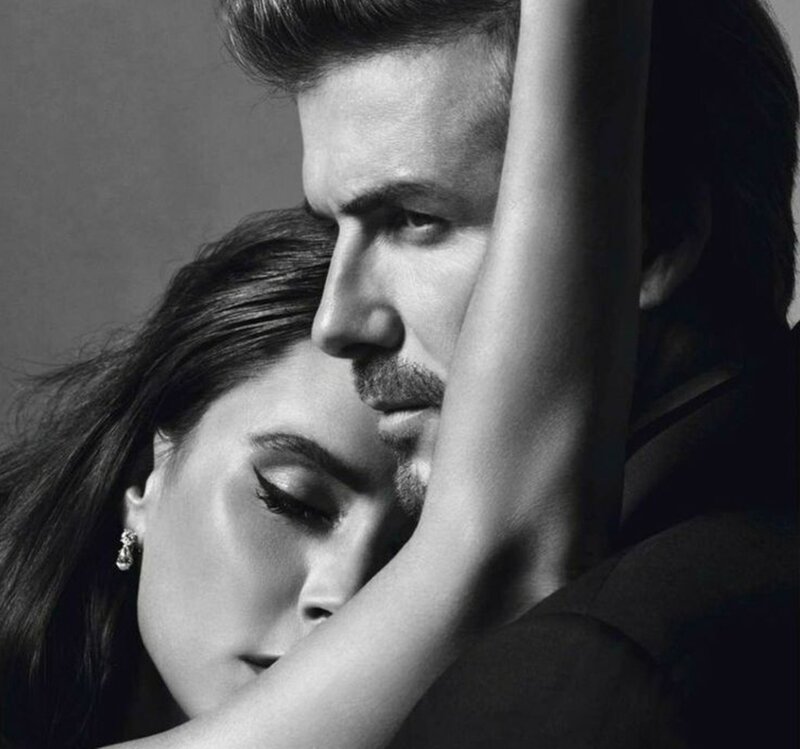 Man and Woman Embracing — Black, Intimate, Photograph, Earring, Arm