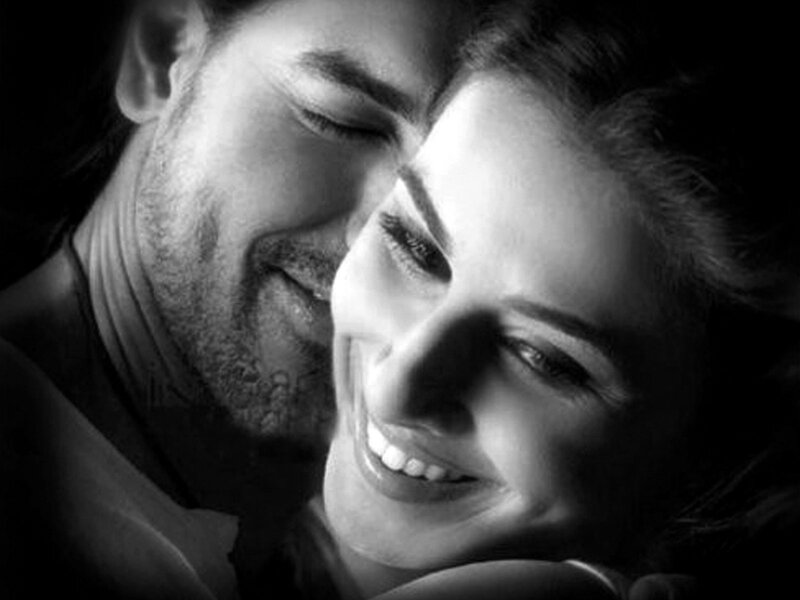 Man and Woman Embracing — Black, Intimate, Photograph, Face