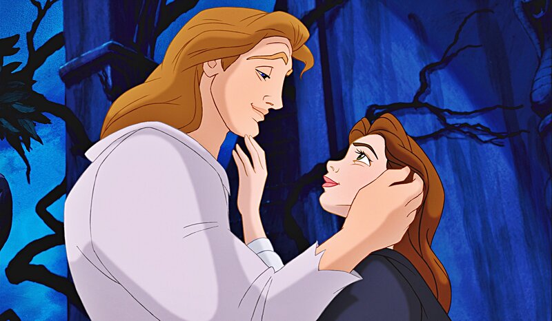 Man and Woman Embracing — Blue, Romantic, Night, Illustration