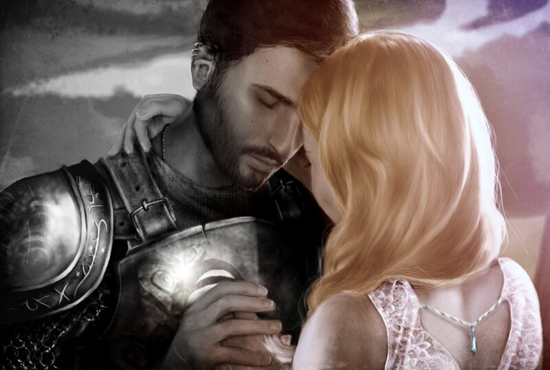 Man and Woman Embracing — Gray, Dramatic