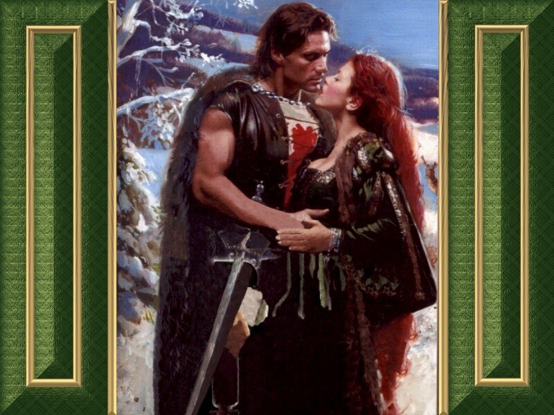 Man and Woman Embracing — Green, Romantic, Winter
