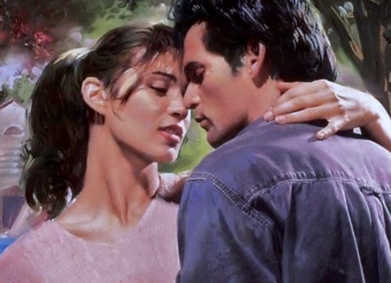Man and Woman Embracing — Purple