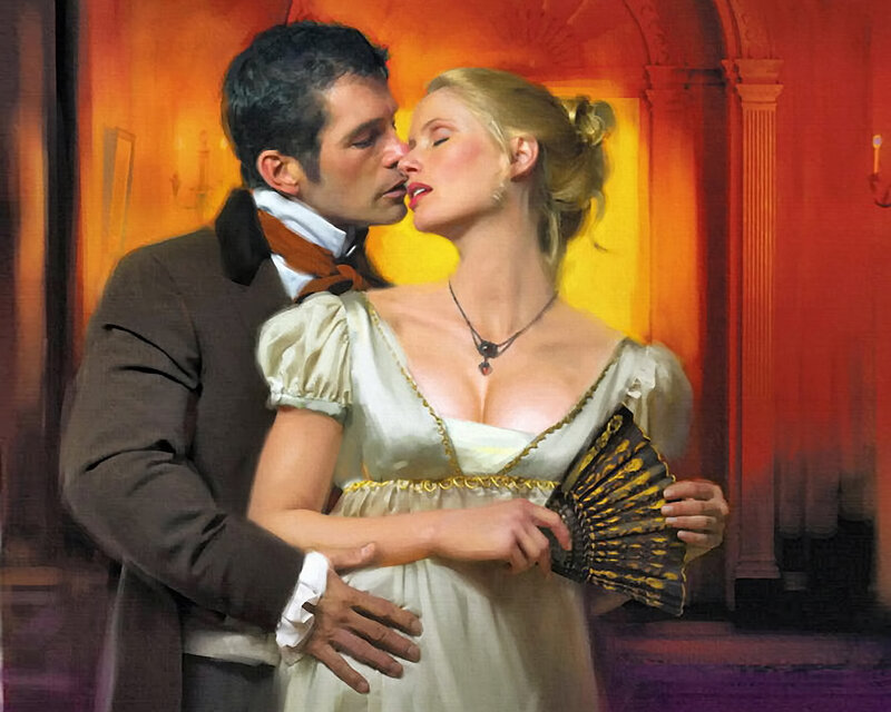 Man and Woman Embracing — Red, Romantic