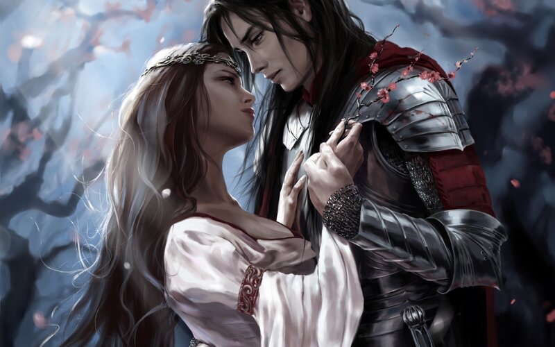 Man and Woman Embracing — Silver, Dramatic, Spring