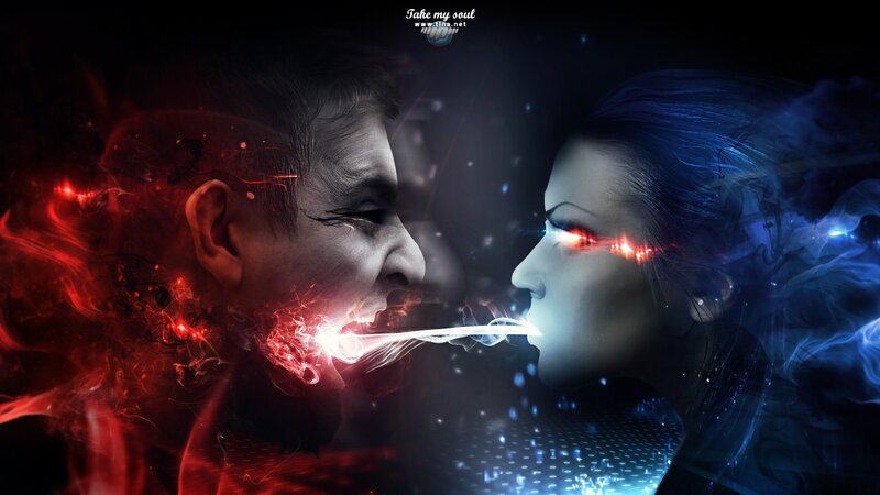 man and woman exchanging energy