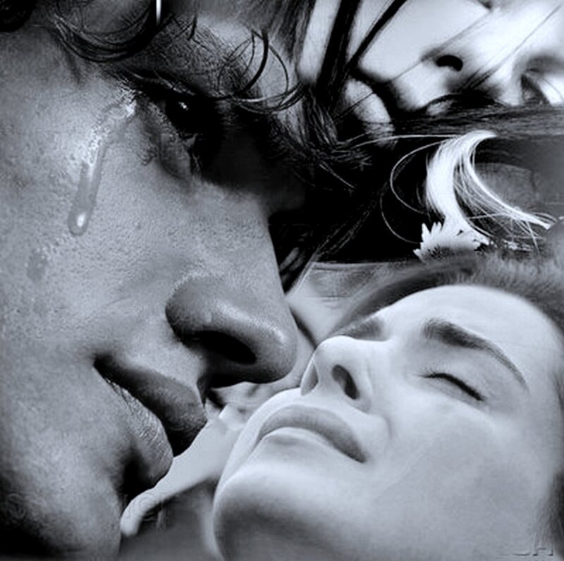 Man and Woman Face to Face — Black