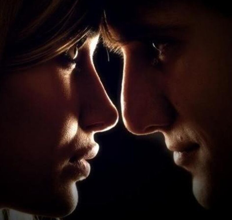 Man and Woman Facing — Black, Dramatic, Photograph