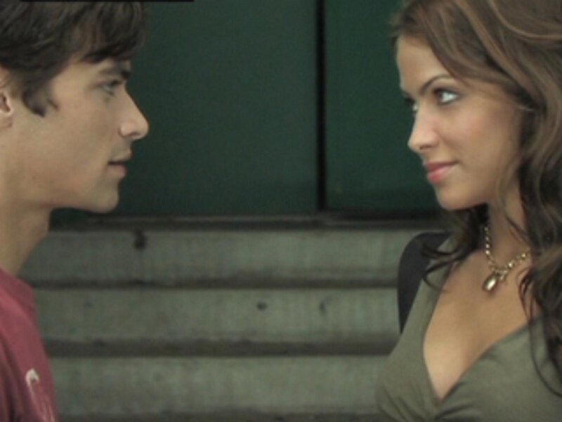 man and woman facing each other