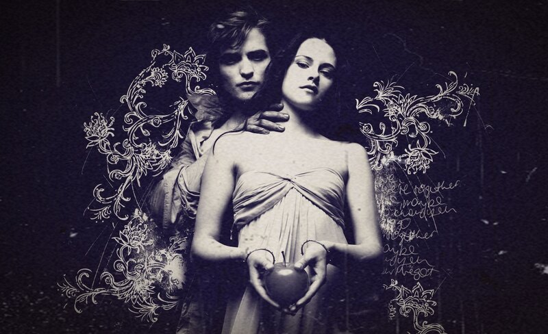 Man and Woman Holding Apple — Black, Dramatic