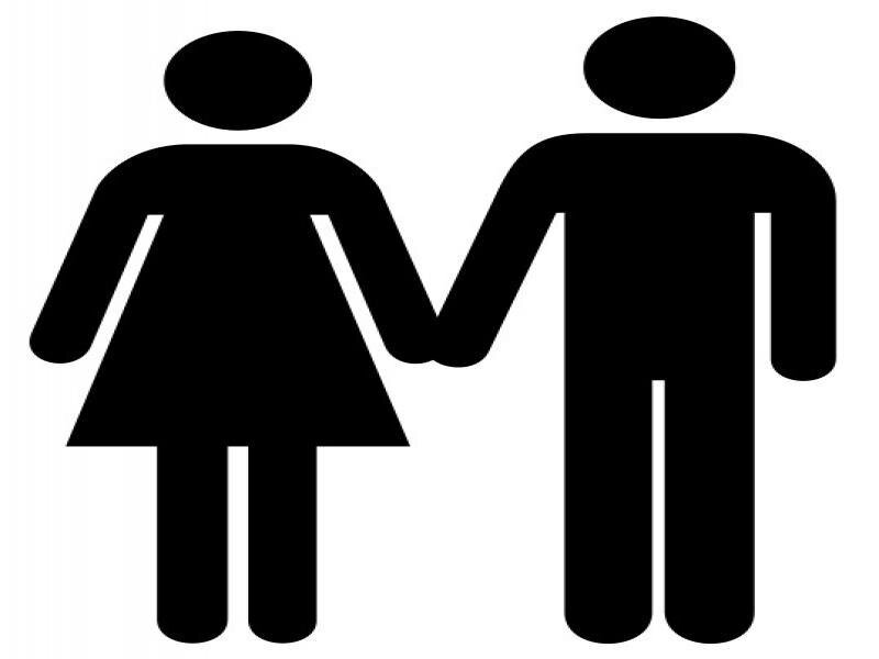 Man and Woman Holding Hands — Black
