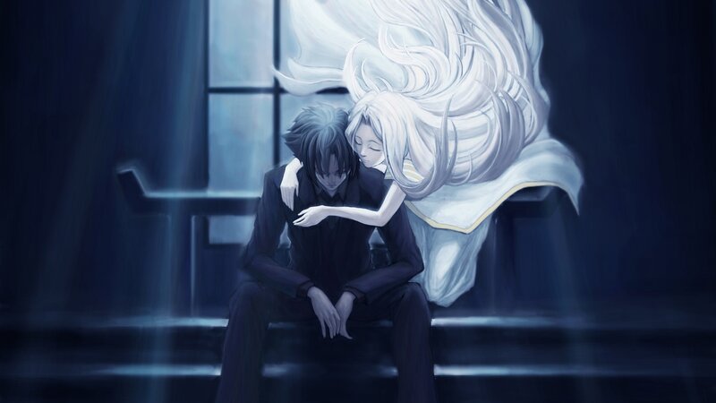 Man and Woman Hugging — Blue, Dramatic, Night, Digital Art