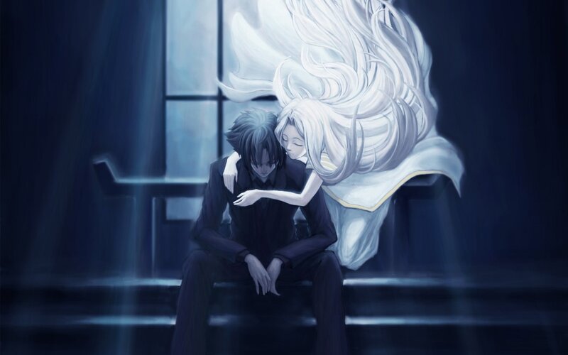 Man and Woman Hugging — Blue, Dramatic, Night
