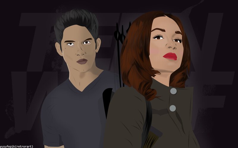 Man and Woman Illustration — Black, Dramatic