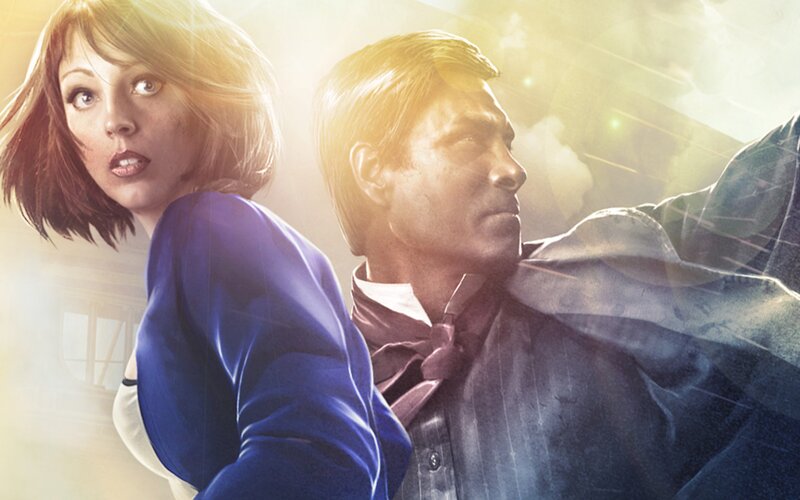 Man and Woman in Action — Blue, Dramatic, Digital Art
