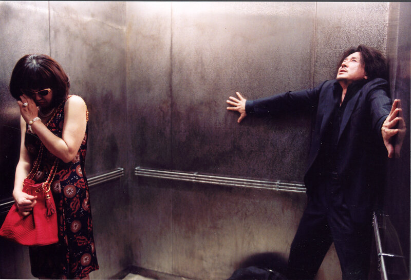 Man and woman in an elevator