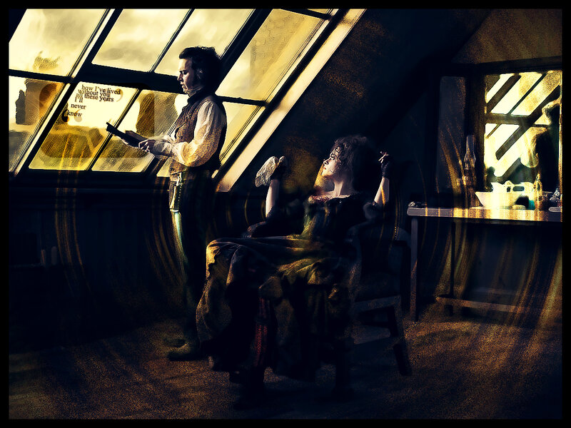 man and woman in attic room