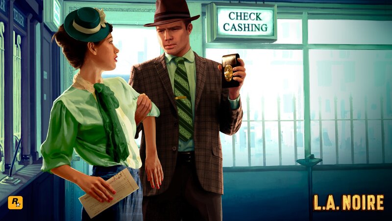 Man and Woman in Bank — Green
