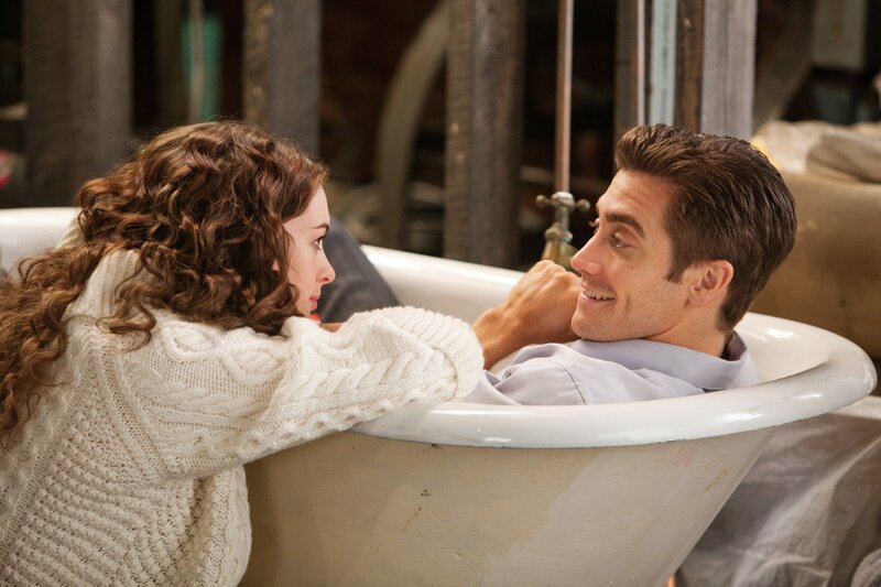 Man and woman in bathtub scene