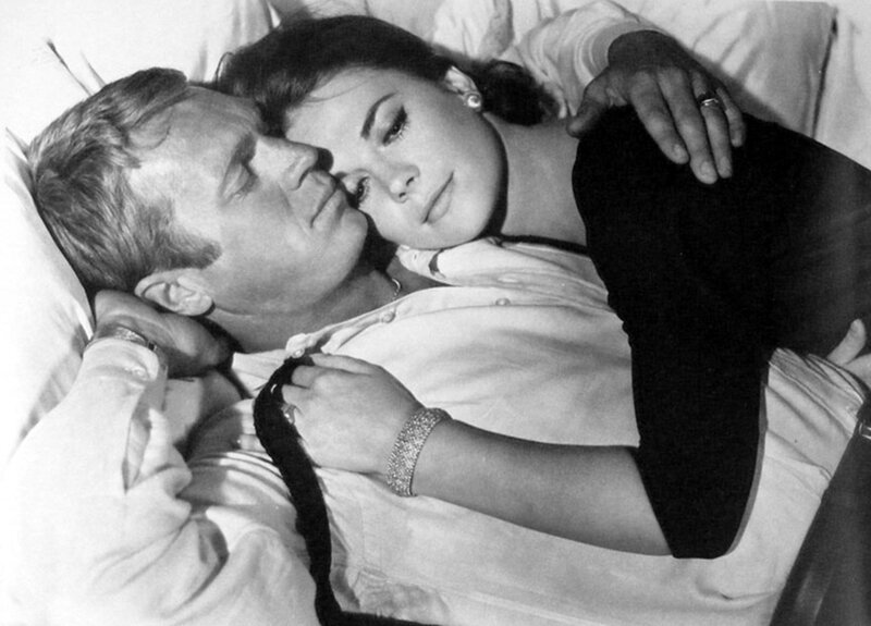 Man and Woman in Bed — Black, Intimate, Photograph, Pillow