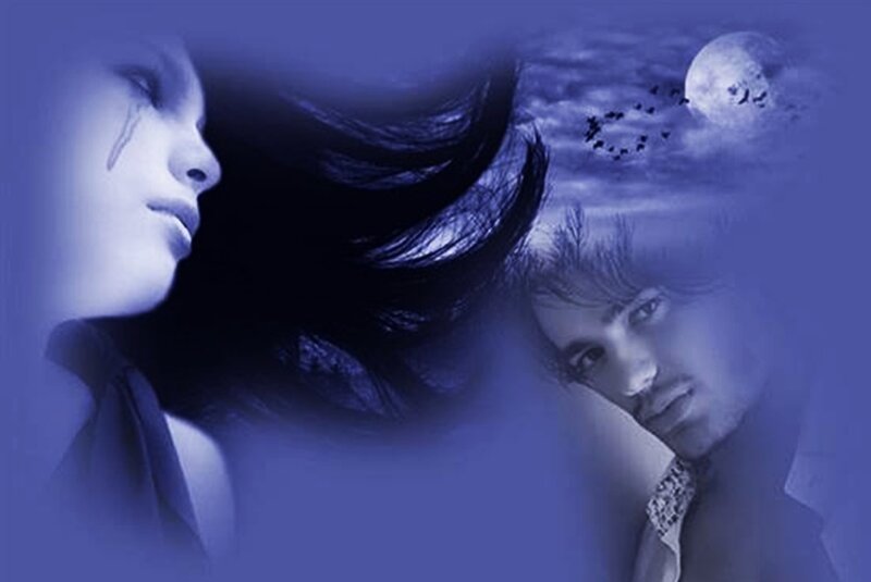 Man and Woman in Blue Light — Dramatic