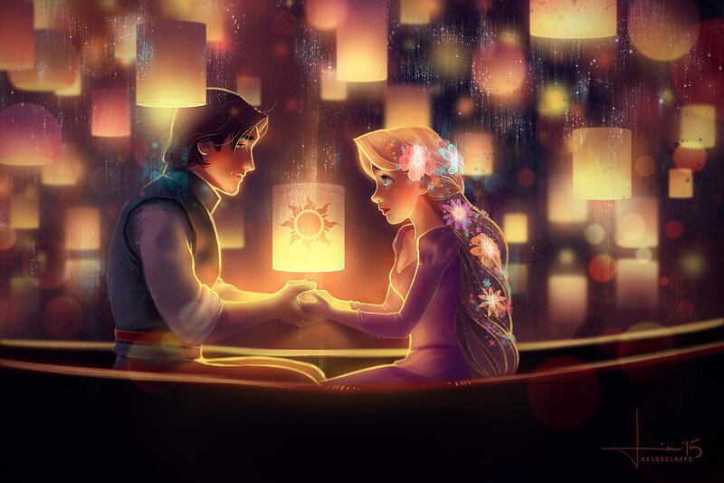 Man and Woman in Boat — Purple, Romantic