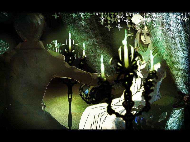 Man and Woman in Candlelight — Green