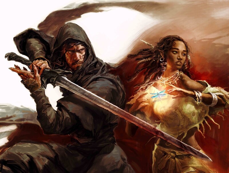 Man and Woman in Combat — Brown