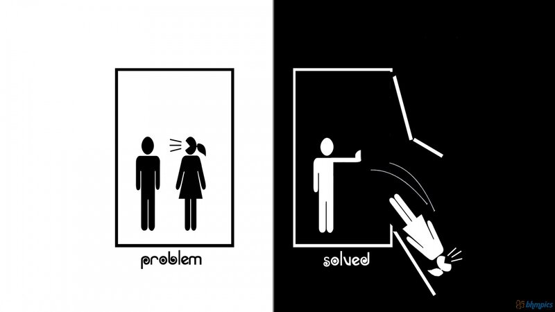 Man and Woman in Conflict — Black, Dramatic
