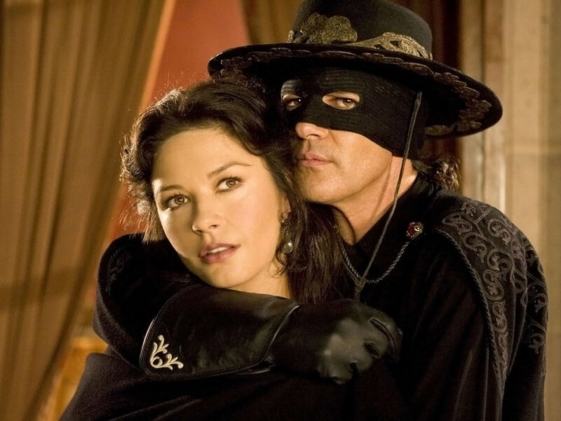 Man and Woman in Costume — Black, Dramatic