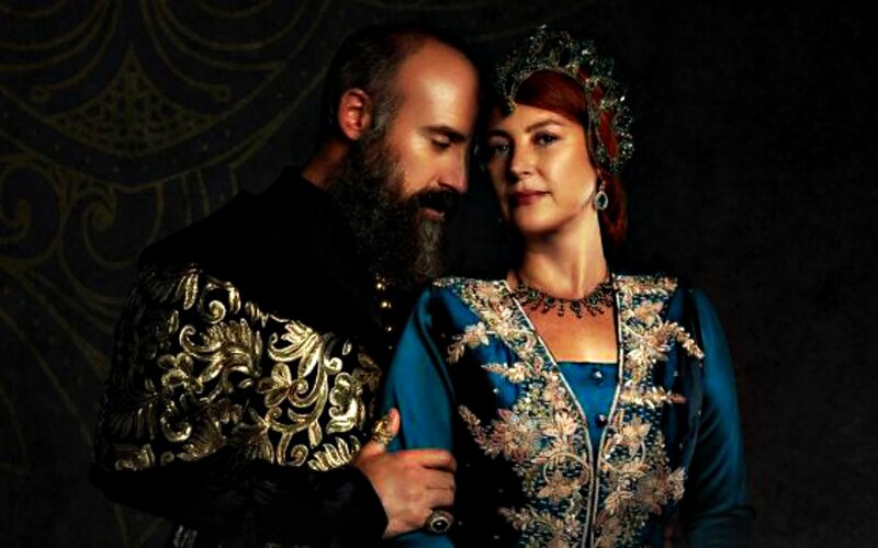Man and Woman in Costumes — Blue, Dramatic