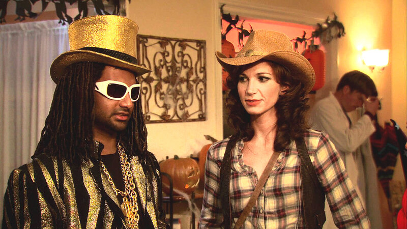 Man and Woman in Costumes — Gold, Festive