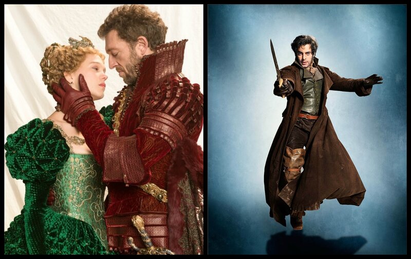 Man and Woman in Costumes — Green, Dramatic, Photograph