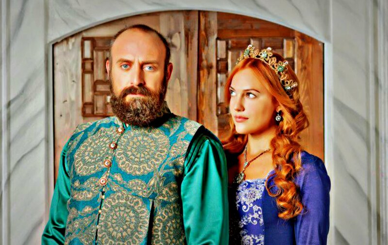 Man and Woman in Costumes — Green, Dramatic