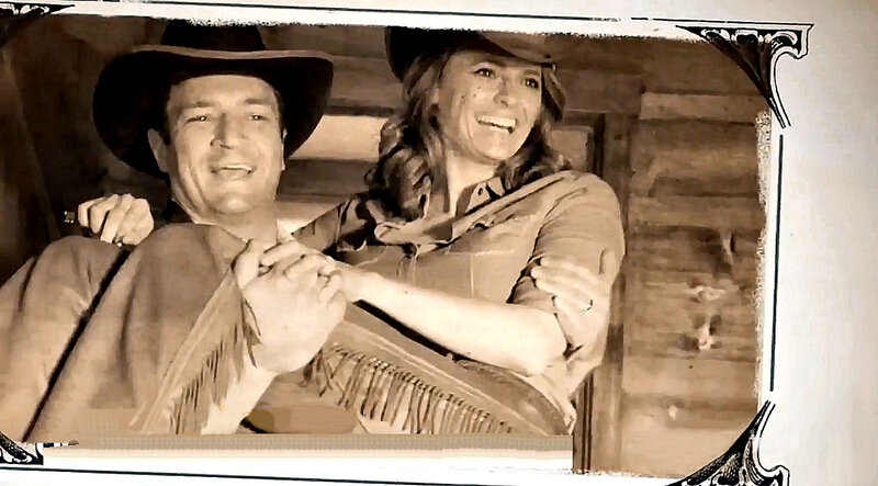 Man and Woman in Cowboy Hats — Brown, Happy