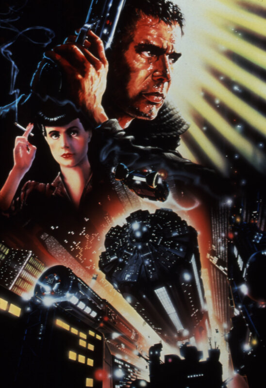 Man and Woman in Cyberpunk City — Black