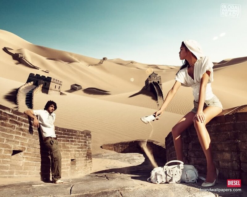 Man and Woman in Desert — Beige