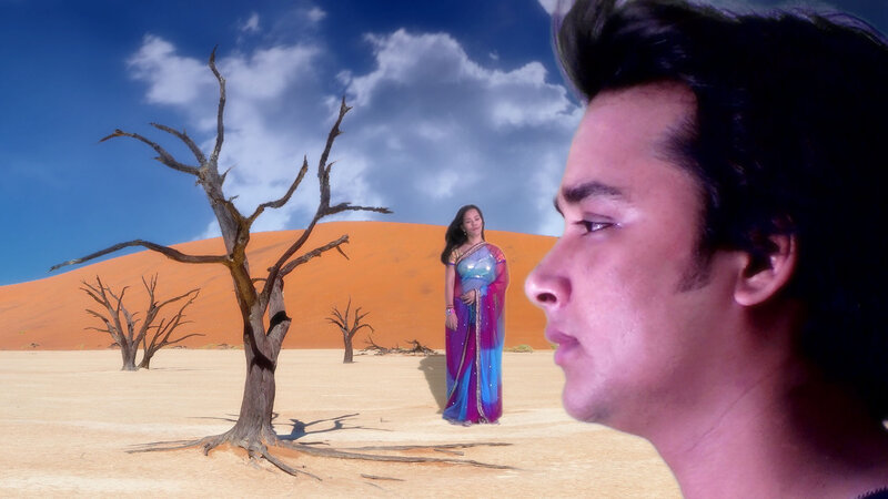 Man and Woman in Desert — Blue, Dramatic