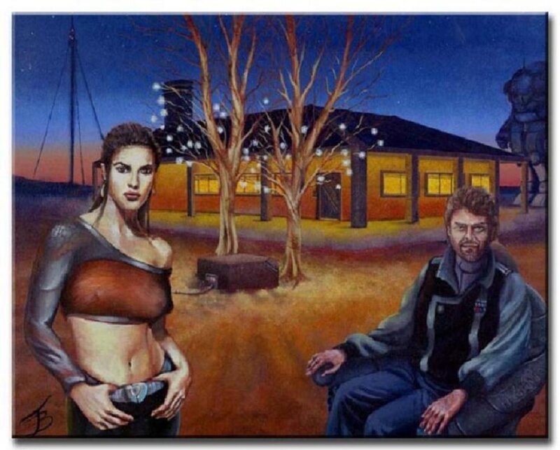 Man and Woman in Desert — Blue