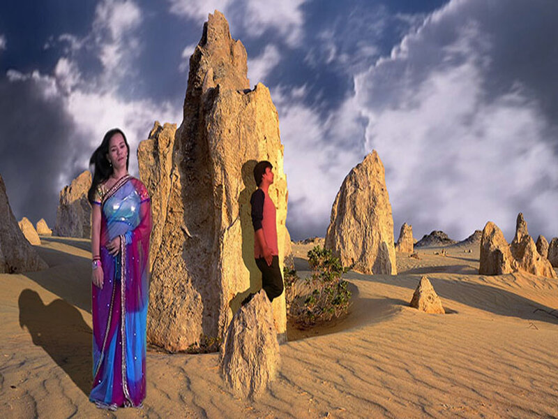 Man and Woman in Desert — Brown, Dramatic, Afternoon