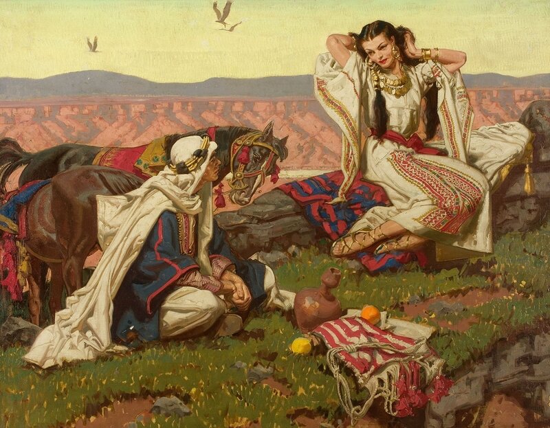 Man and Woman in Desert — Green