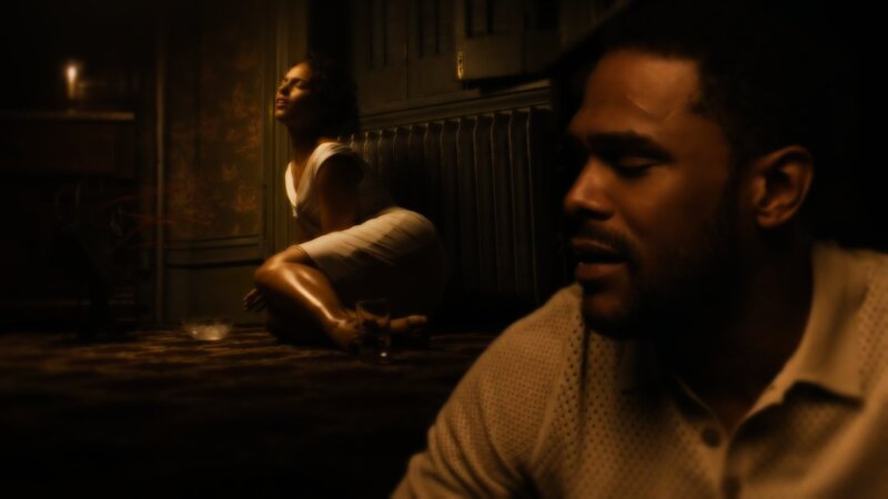 Man and Woman in Dim Room