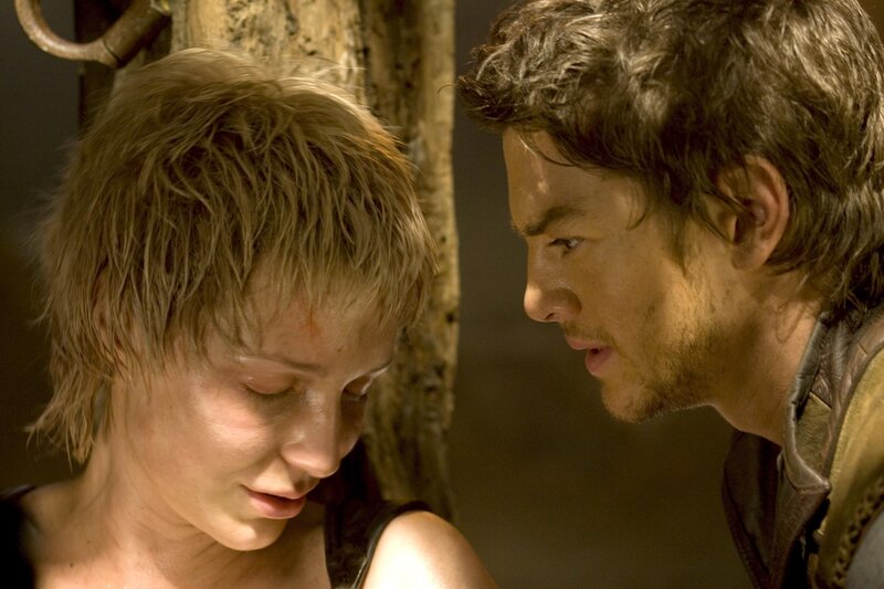 man and woman in dramatic scene