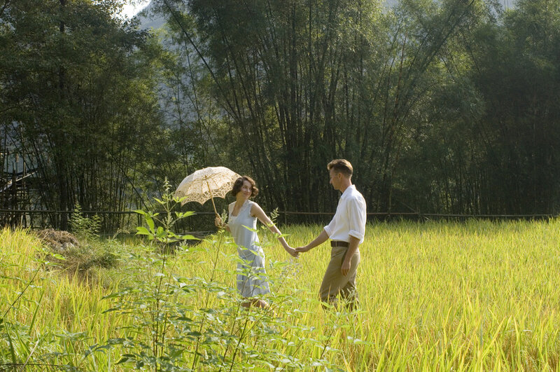 Man and Woman in Field — Green, Serene, Afternoon