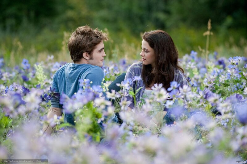 Man and Woman in Field — Purple, Serene