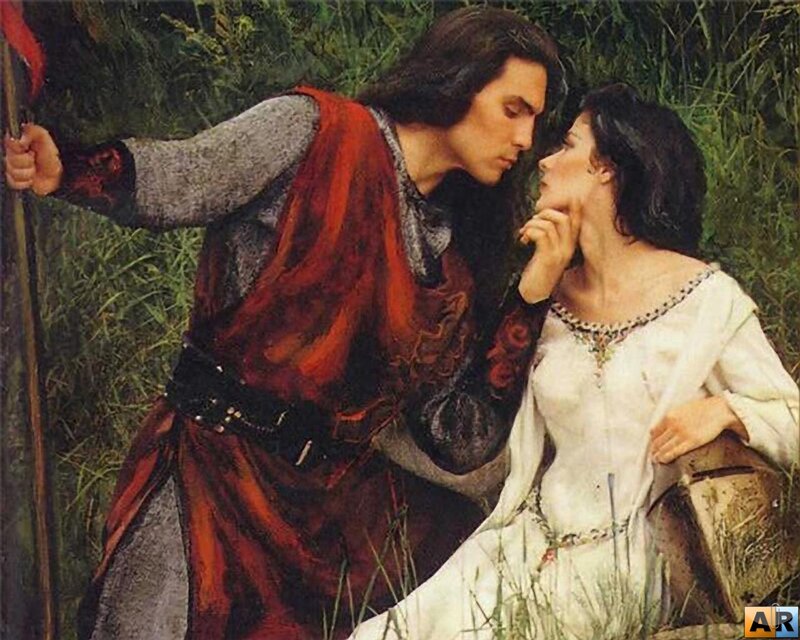 Man and Woman in Field — Red, Romantic