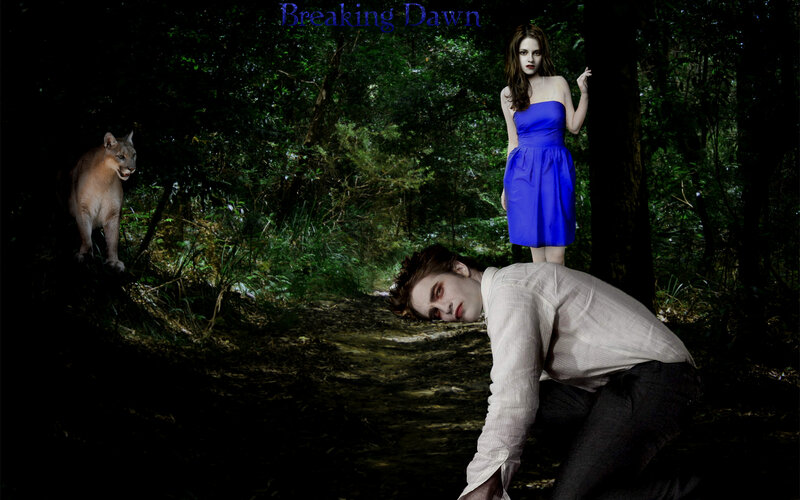 Man and Woman in Forest — Blue, Dramatic, Night