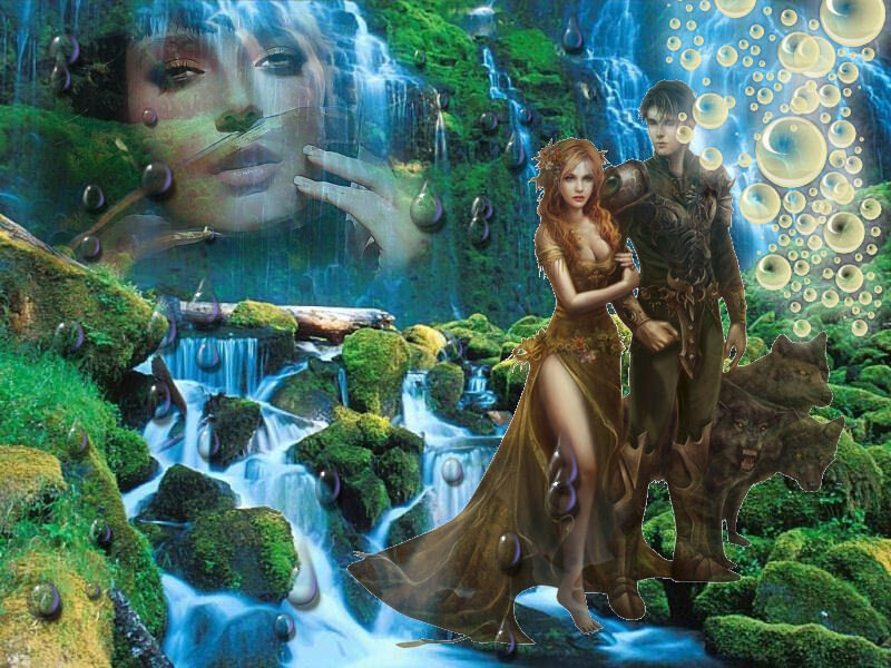 Man and Woman in Forest — Green, Fantasy