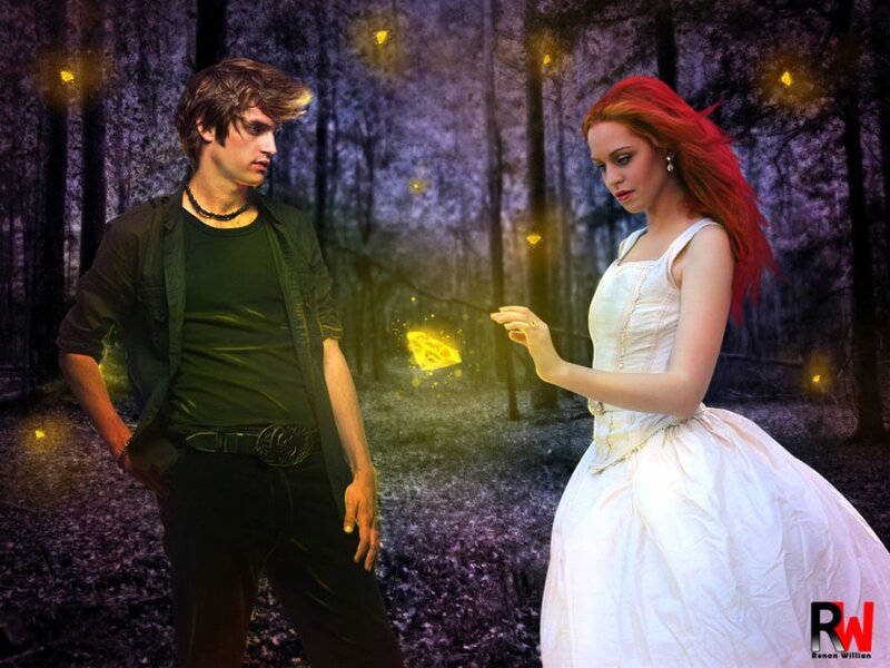 Man and Woman in Forest — Purple, Dramatic