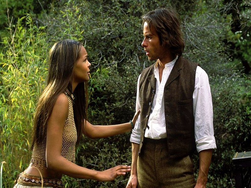 Man and woman in forest scene
