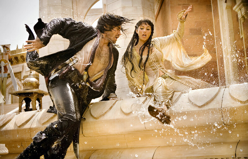 Man and woman in fountain scene